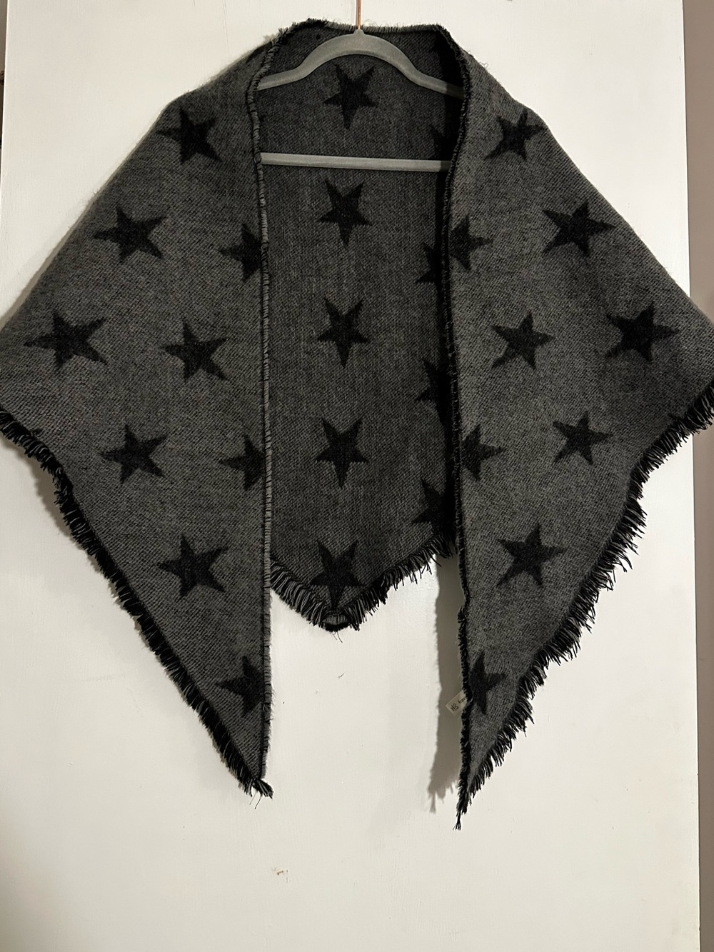 Francesca's Black & Gray Star Fringe Scarf Wrap